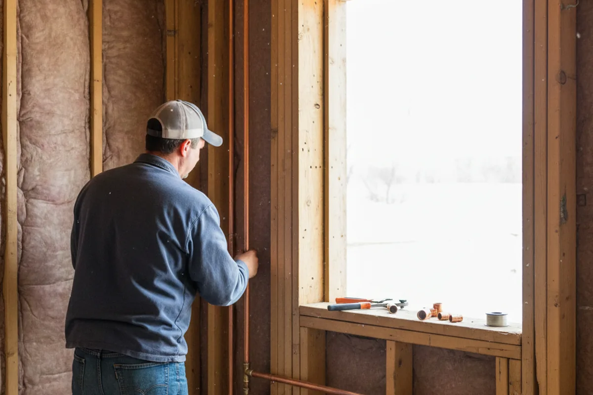 Licensed plumber running new copper supply lines in a Rosendale home